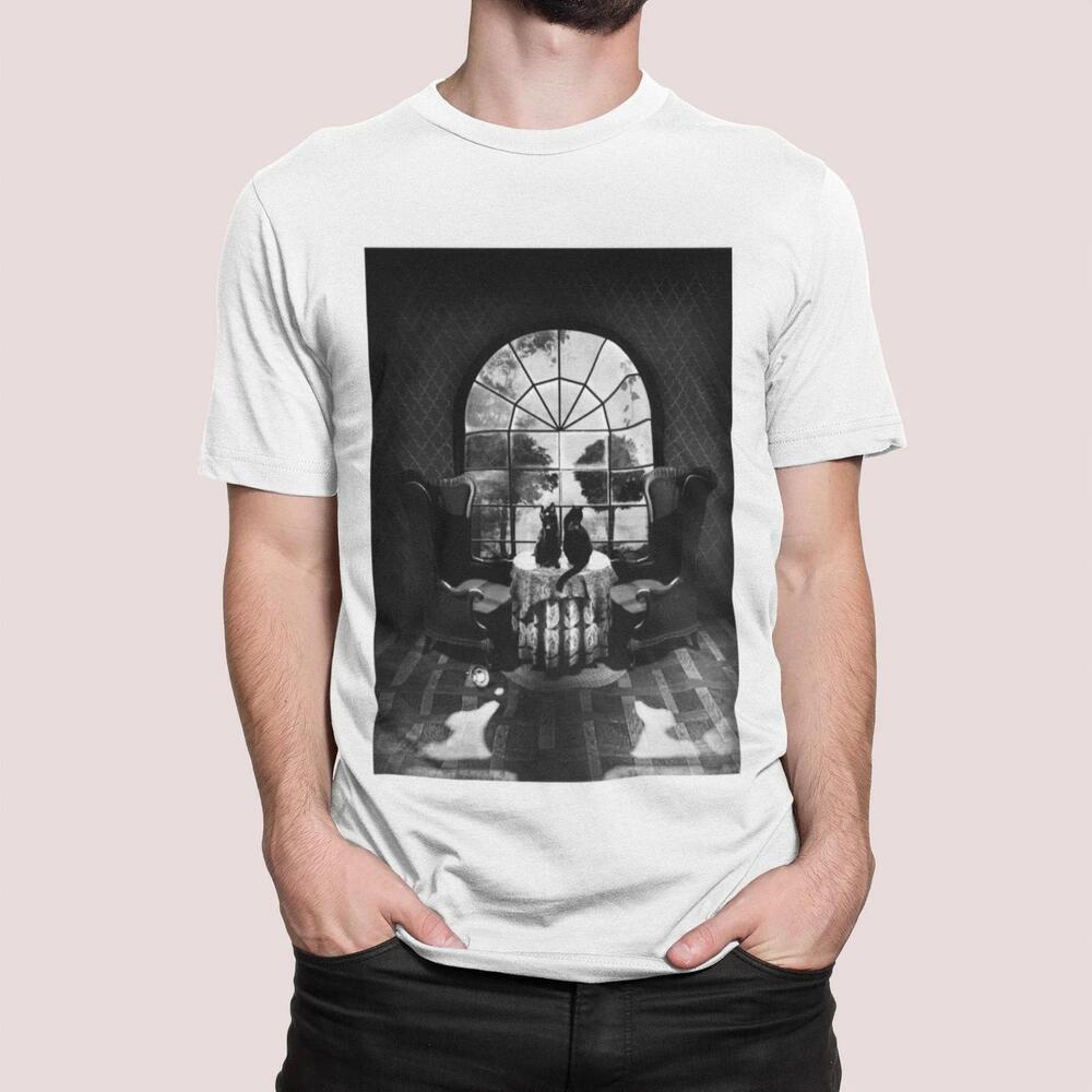 Skull Illusion Art T-Shirt Gothic Black And White Graphic Tee